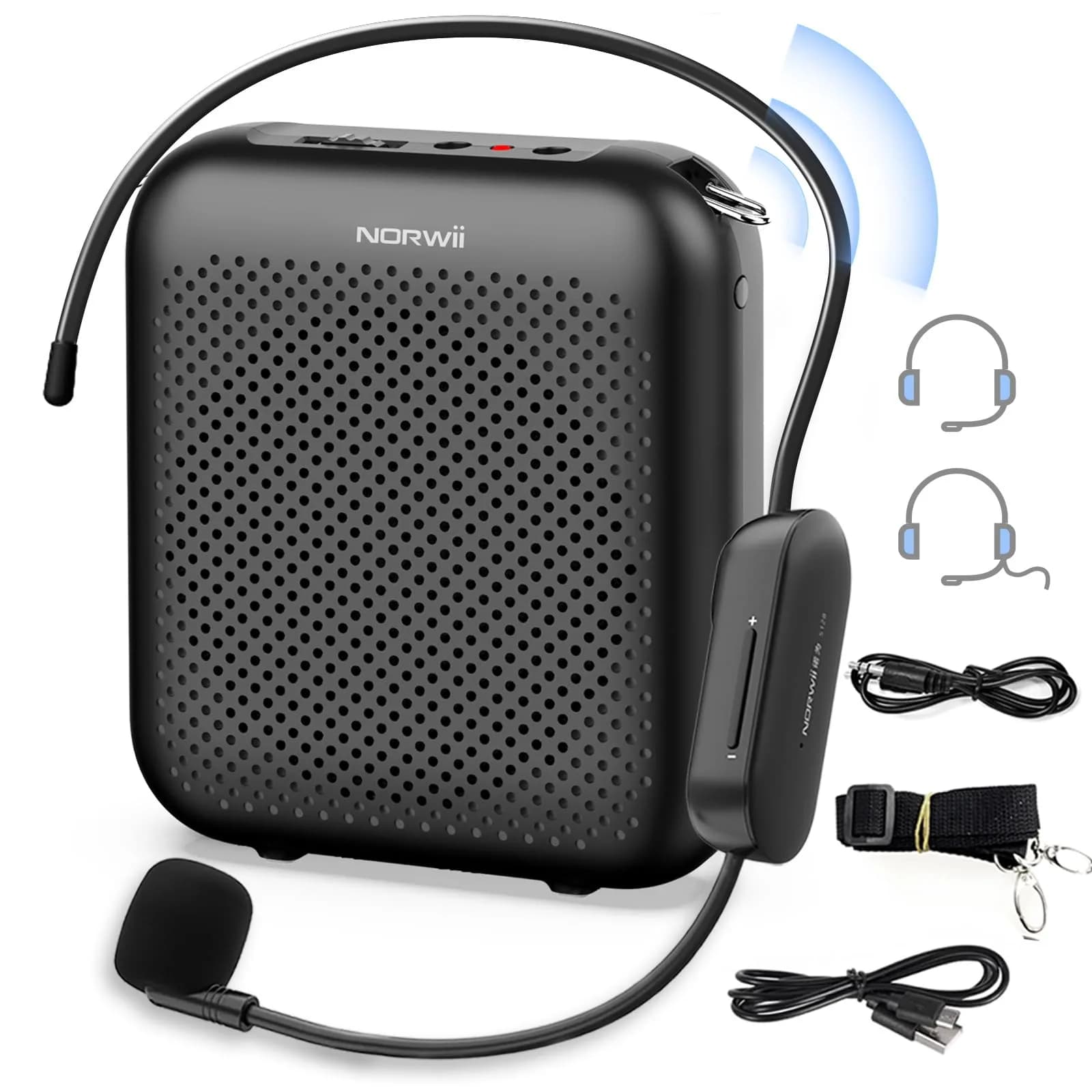Norwii 15W Portable Voice Amplifier with Bluetooth Speaker & Dual Mics | 30m Wireless Range, 12-Hr Battery - main product image