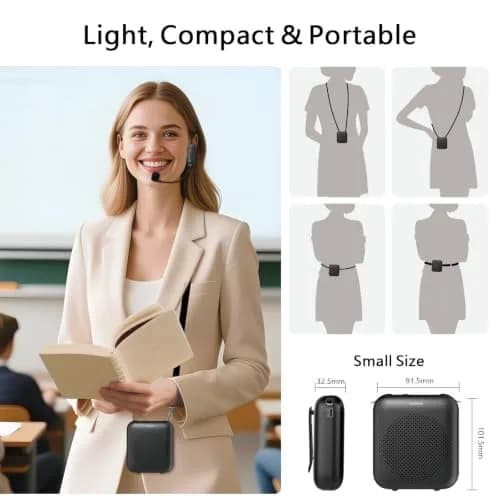 Norwii 15W Portable Voice Amplifier with Bluetooth Speaker & Dual Mics | 30m Wireless Range, 12-Hr Battery thumbnail 8