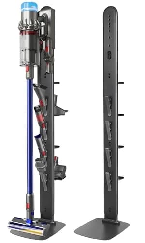 Kukikan GrandeTier Vacuum Stand Holder with 8 Hooks & Shelves | Freestanding Metal Dock for Cordless Vacuums thumbnail 1