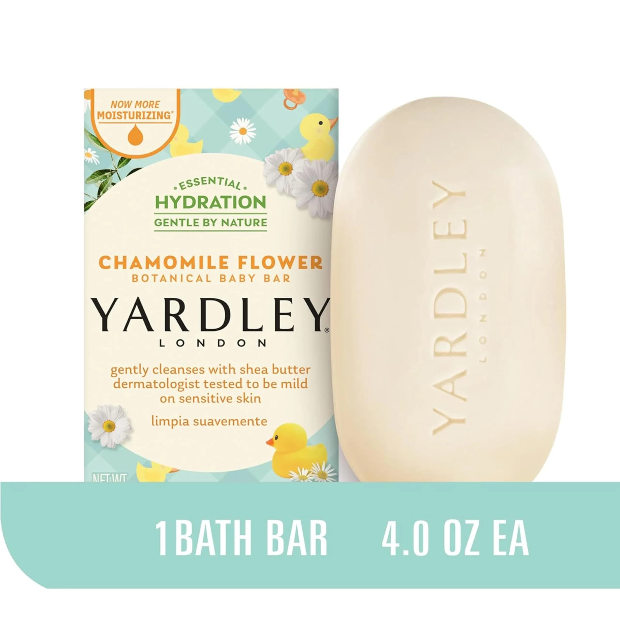 Yardley London Moisturizing Bath Bar Soap for Sensitive Skin, Chamomile Flower 113g (4 Oz) | Gentle Plant-Based Ingredients - view 2