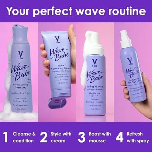 V&CO. Wave Babe Pink Salt Texturizing Spray 12 oz | Beach Wave & Volumizer for Wavy Hair thumbnail 3