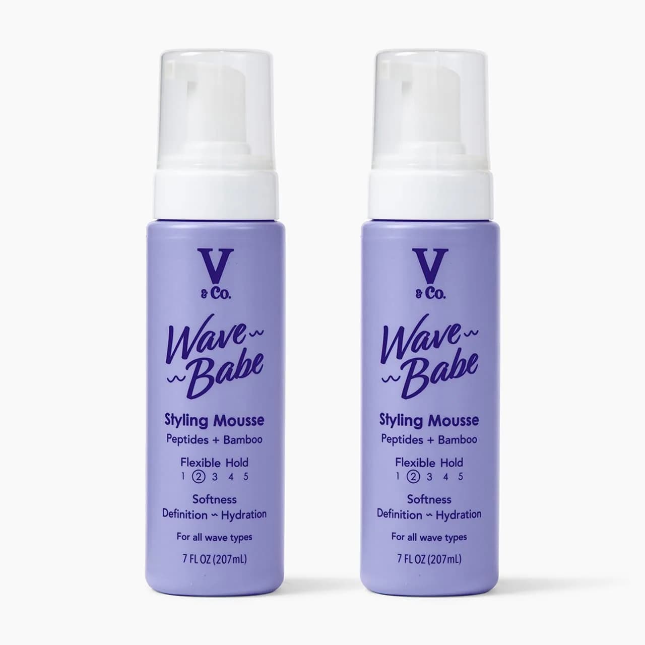 V&Co. Wave Babe Styling Mousse (2 Pack) – Lightweight Frizz Control & Volume for Wavy Hair
