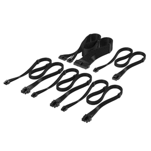 Corsair Elite Premium Type 4 Individual Sleeved PSU Cable Kit – Low-Profile Paracord, Black, 61cm | Compatible with Type 4 PSUs thumbnail 1