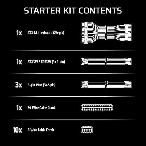 Corsair Elite Premium Type 4 Individual Sleeved PSU Cable Kit – Low-Profile Paracord, Black, 61cm | Compatible with Type 4 PSUs thumbnail 5