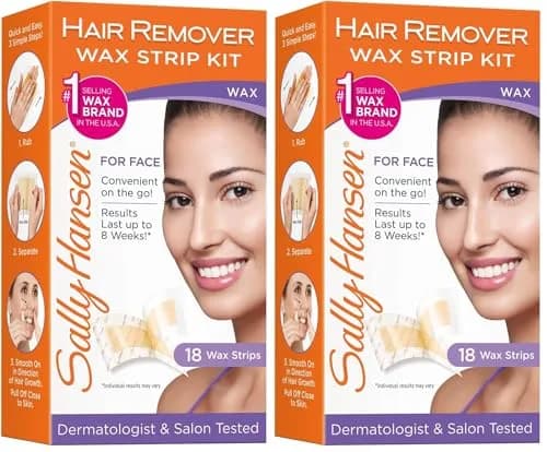 Sally Hansen Face Hair Removal Wax Strips Kit | At-Home Use 18 Count, (Pack of 2) thumbnail 1