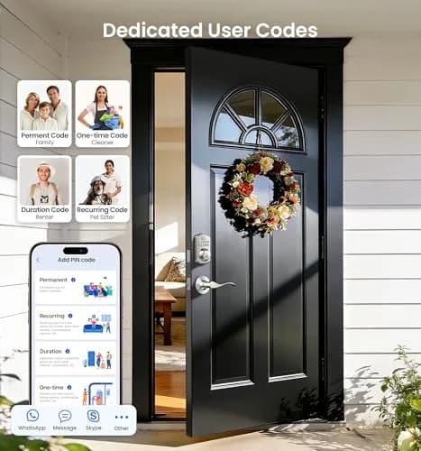 Veise VE012W-B Smart Wi-Fi Deadbolt Lock with Handle Set, Satin Nickel | App & Voice Control thumbnail 6