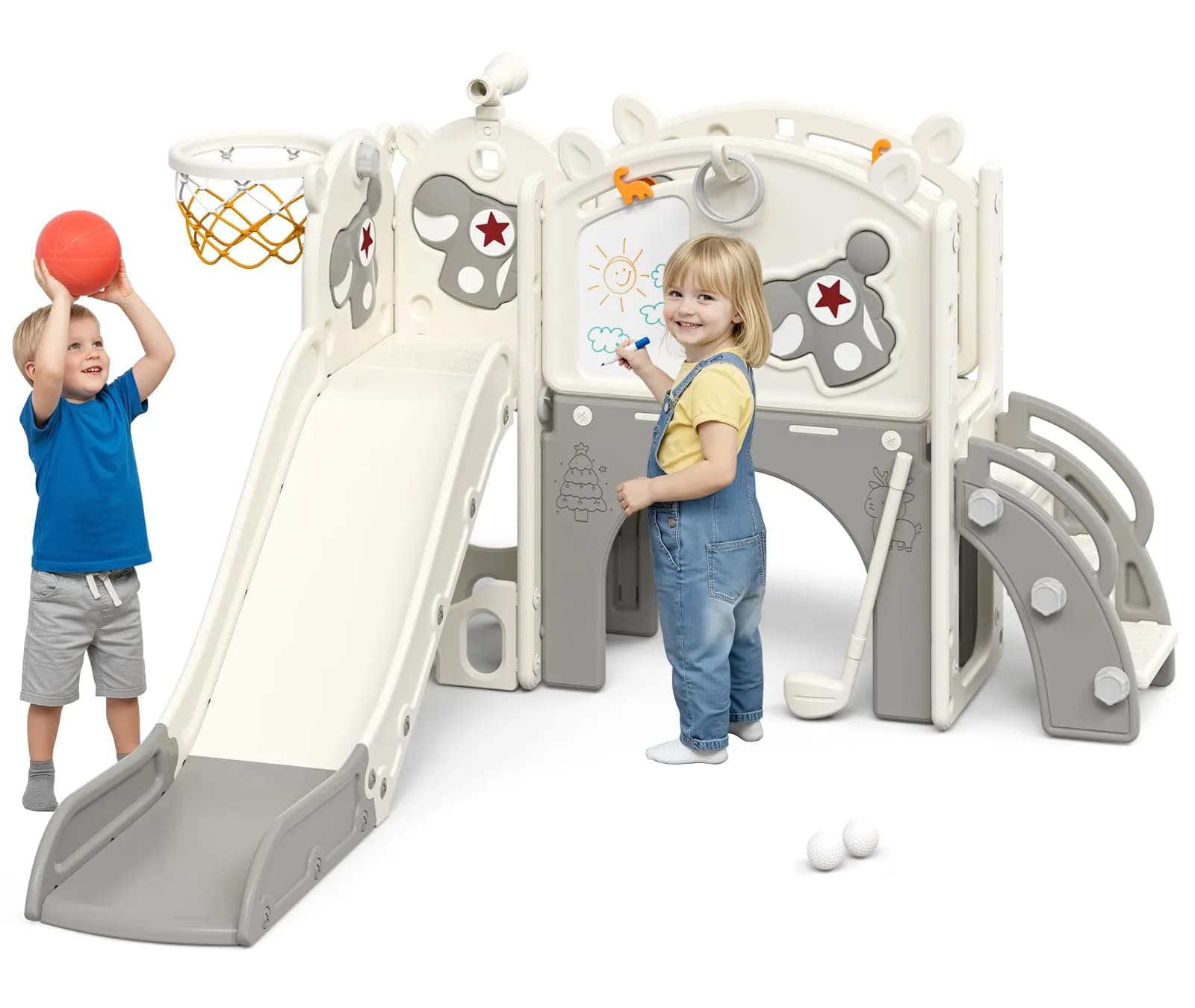 mloong Toddler Slide for Kids - 10 in 1 Indoor & Outdoor Playset (54×62×39in) | Safe, Durable & Easy Assembly