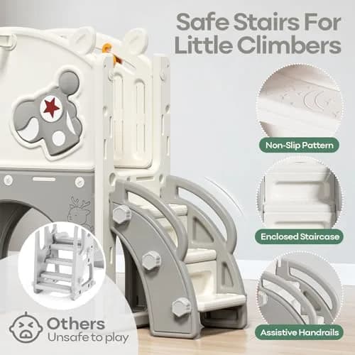 mloong Toddler Slide for Kids - 10 in 1 Indoor & Outdoor Playset (54×62×39in) | Safe, Durable & Easy Assembly thumbnail 5