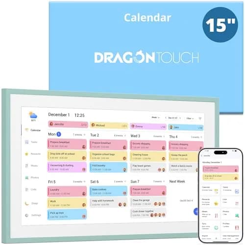 Dragon Touch 15.6 inch Digital Calendar & Chore Chart | Touchscreen Family Planner, Digital Picture Frame in Green thumbnail 1