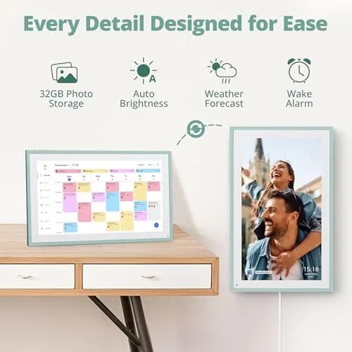 Dragon Touch 15.6 inch Digital Calendar & Chore Chart | Touchscreen Family Planner, Digital Picture Frame in Green thumbnail 6