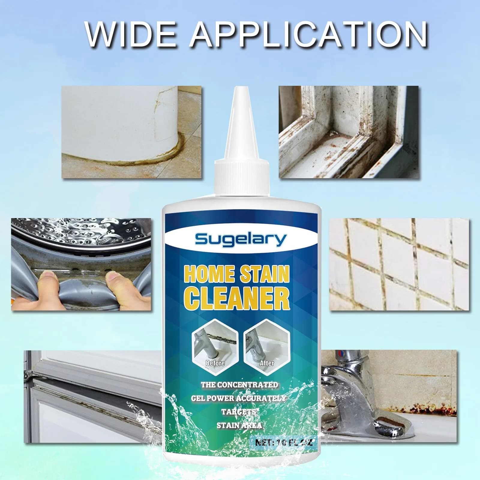 Sugelary 10 Fl Oz Mold & Stain Cleaner Gel for Washing Machine Seals, Gaskets & Sinks - view 3
