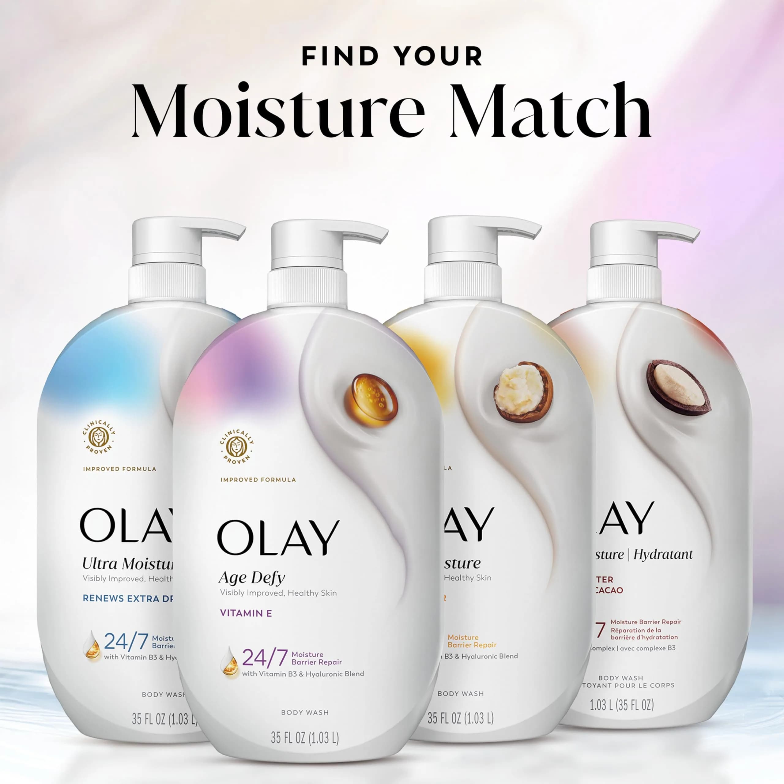 Olay Age Defy Hydrating Body Wash with Vitamin E, B3 & Hyaluronic Blend 1035ml (35 fl oz) | Repairs Moisture Barrier for All Skin Types - view 9