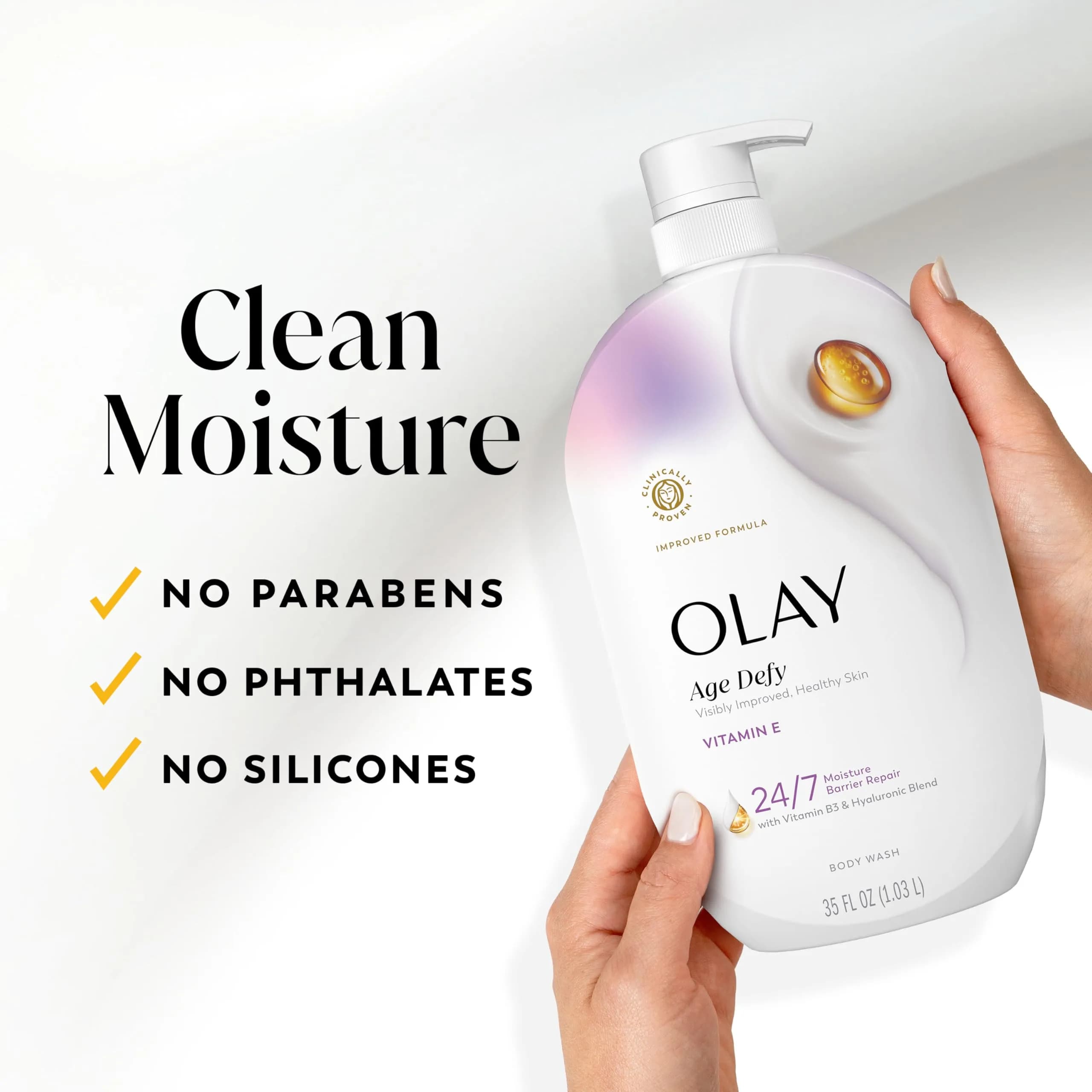 Olay Age Defy Hydrating Body Wash with Vitamin E & B3 | 44 fl oz (2 x 22 fl oz) - view 7