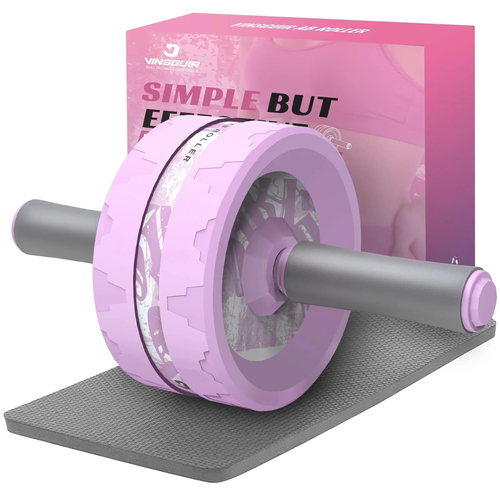 VINSGUIR Ab Roller Wheel for Home Gym with Knee Pad | Core & Abs Workout Equipment — Purple