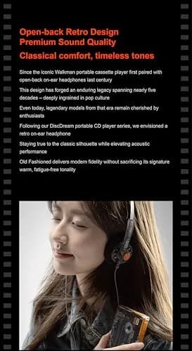 Moondrop Old Fashioned 40mm On-Ear Headphones with 0.78mm 2pin Cable (3.5mm Jack) | Open-Back Retro Design thumbnail 5