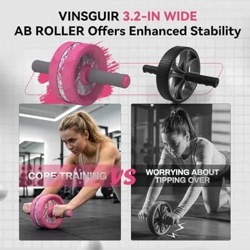 VINSGUIR Ab Roller Wheel for Home Gym, Abs & Core Strength Workout with Knee Pad Set | Portable, Durable & Supportive thumbnail 2