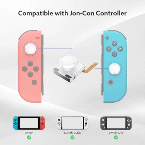 BRONAL TMR Hall Effect Joystick Replacement for Switch JoyCon (4-Pack, White) | Precision Anti-Drift Repair thumbnail 3