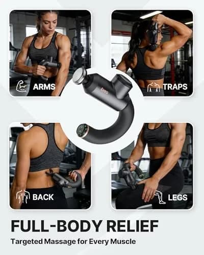 ibreo Surge Pro Deep Tissue Massage Gun with Heat | Percussion Muscle Massager for Pain Relief, 12mm Amplitude, 4 Speeds, 6 Heads, Handheld, 1.74 lbs thumbnail 8