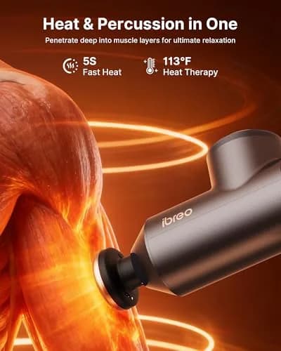 ibreo Surge Pro Deep Tissue Massage Gun with Heat | 12mm Amplitude, 4 Speeds, 6 Heads for Pain Relief thumbnail 4