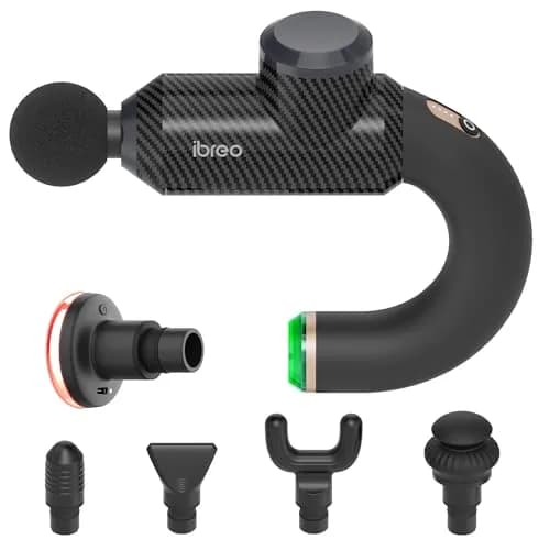 ibreo Surge Pro Deep Tissue Massage Gun with Heat | Percussion Muscle Massager for Pain Relief, 12mm Amplitude, 4 Speeds, 6 Heads, Handheld, Lightweight thumbnail 1