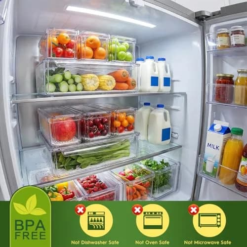 ZIJUND Food Storage Container Set with Lids | Stackable BPA-Free Clear Plastic Bins for Fridge & Pantry (4 Pack, 6.5L) thumbnail 3