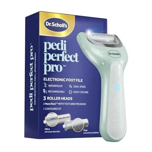 Dr. Scholl's Pedi Perfect Pro Electric Foot File with 3 Roller Heads | Waterproof, Rechargeable, 90-Min Run Time thumbnail 1