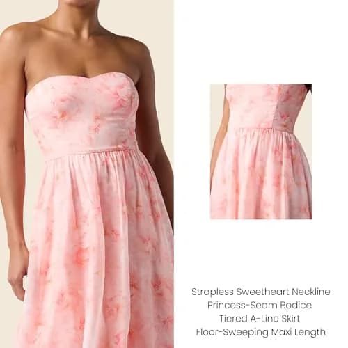 Lulus Alana Tiered Women's Printed Maxi Dress, Peach Multi, Medium | Elegant flowy summer dress for women thumbnail 3