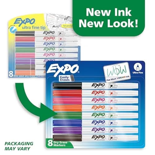 EXPO Low Odor Dry Erase Markers, Assorted Colors, Ultra Fine Tip, 48 Count (6 Packs of 8) | Whiteboard, Calendar, Organization, School Supplies thumbnail 2