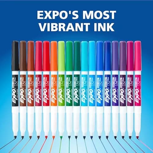 EXPO Dry Erase Markers Kit Fine Tip Assorted Colors 28 Count (Pack of 4) | Includes Eraser & Cleaner thumbnail 6