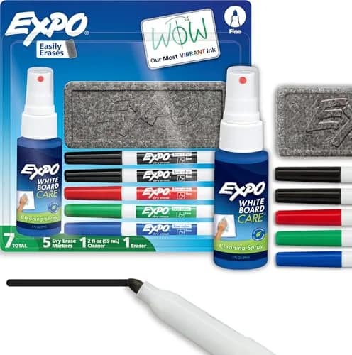 EXPO Dry Erase Markers Kit Fine Tip Assorted Colors 28 Count (Pack of 4) | Includes Eraser & Cleaner thumbnail 1