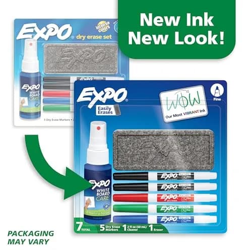 EXPO Dry Erase Markers Kit Fine Tip Assorted Colors 28 Count (Pack of 4) | Includes Eraser & Cleaner thumbnail 2