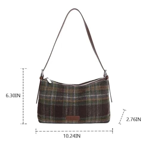Oagasi Crossbody Bag Green | Vintage Plaid Leather Tote for Women (10.24in x 2.76in x 6.3in) thumbnail 6