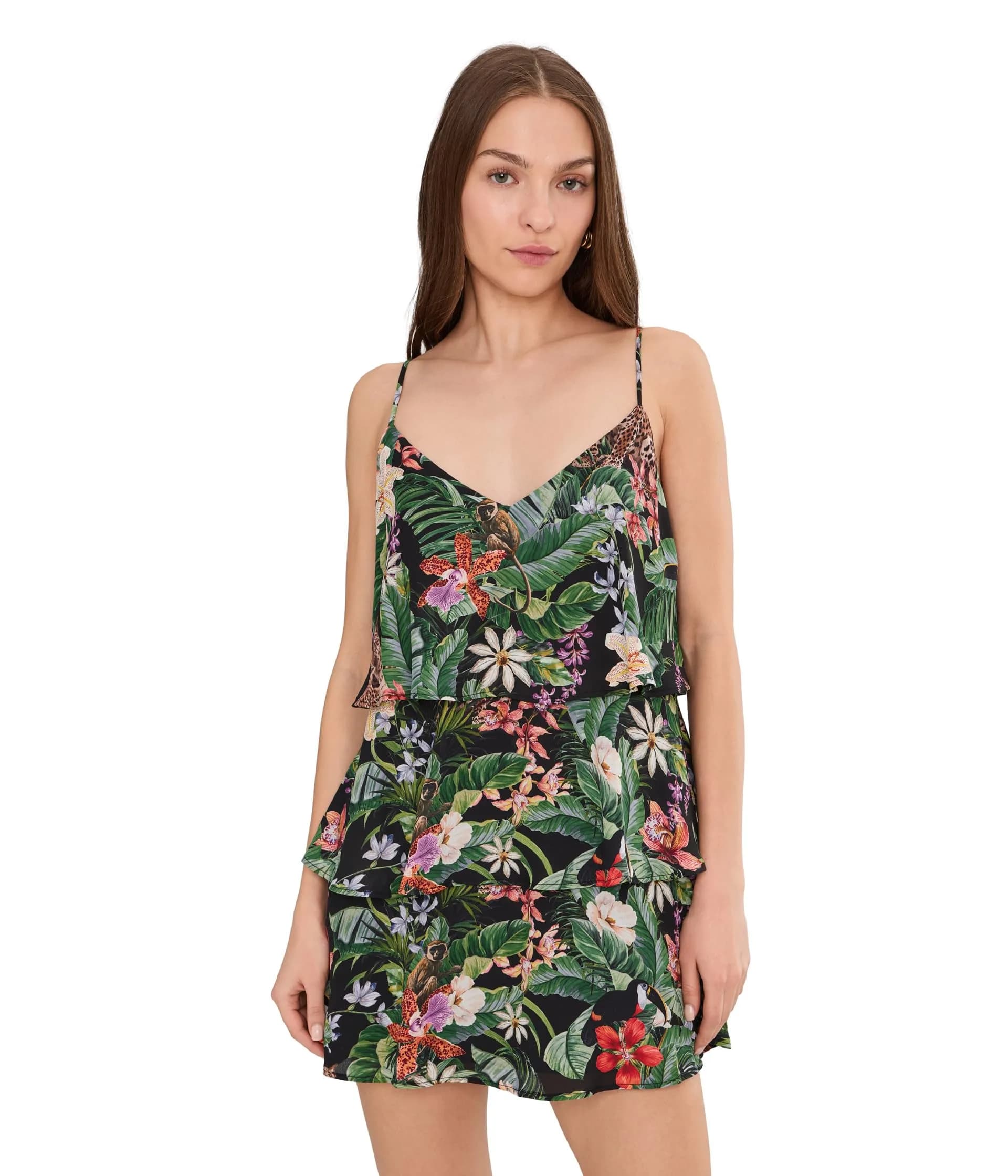 Show Me Your Mumu Suarez Ruffle Dress Jungle Mirage | Polka Dot Satin, X-Large