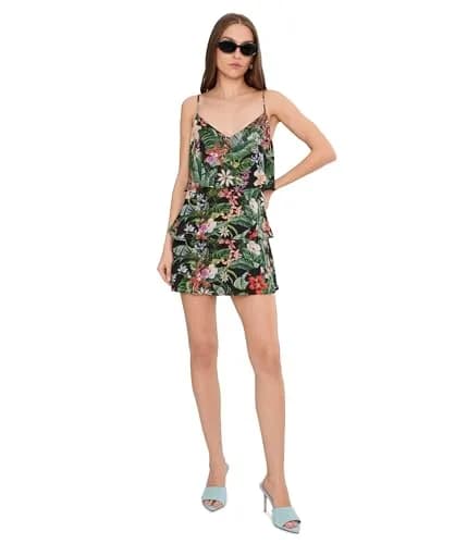 Show Me Your Mumu Suarez Ruffle Dress Jungle Mirage | Polka Dot Satin, X-Large thumbnail 2