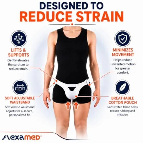 FlexaMed Suspensory Scrotal Support with Leg Straps - Large | Adjustable Support for Testicular Discomfort thumbnail 5