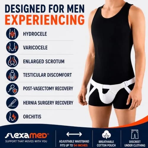 FlexaMed Suspensory Scrotal Support with Leg Straps - Large | Adjustable Support for Testicular Discomfort thumbnail 6