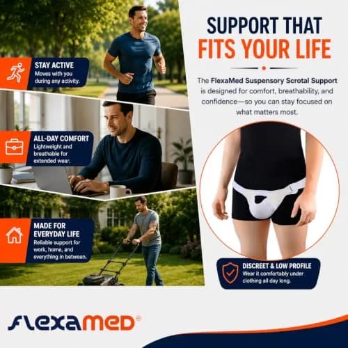 FlexaMed Suspensory Scrotal Support with Leg Straps - Large | Adjustable Support for Testicular Discomfort thumbnail 7