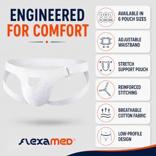 FlexaMed Suspensory Scrotal Support with Leg Straps - Large | Adjustable Support for Testicular Discomfort thumbnail 3