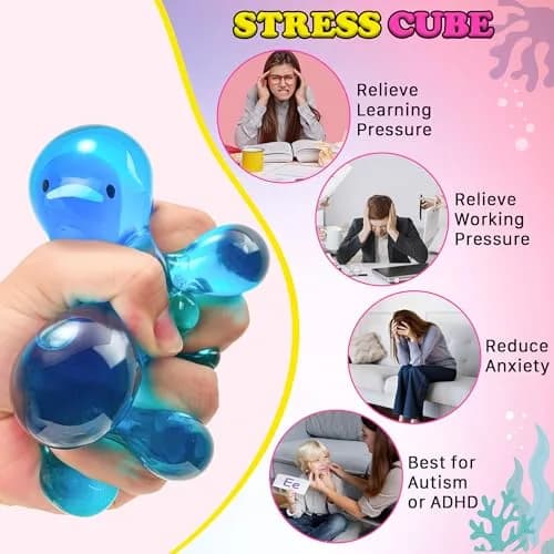 Meijoy Stress Cube Squishy Fidget Toy with Glow-in-the-Dark Whale 6.0cm (2.36 inches) | Sensory Toy for Anxiety Relief thumbnail 5