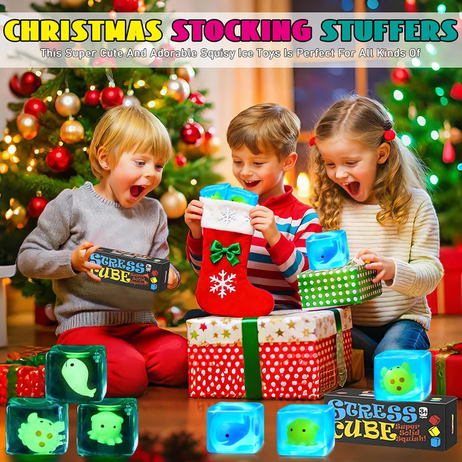 Meijoy Stress Cube Fidget Toy with Glow-in-the-Dark Whale, 6cm (2.36 inches) | Non-Toxic BPA-Free Educational Toy - view 3