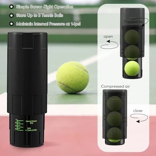 Soulchen Tennis Ball Pressurizer for 3 Balls, Black | Maintains 14 Psi Bounce thumbnail 4