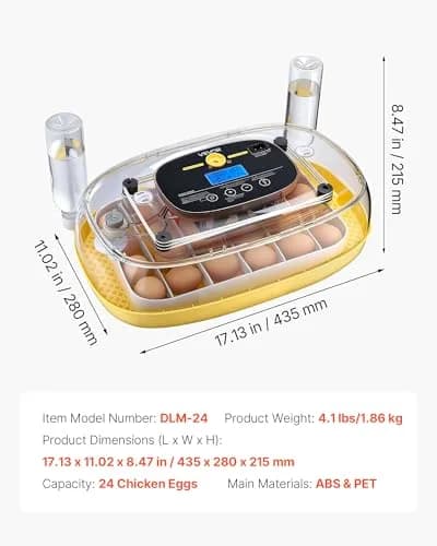 VEVOR 24 Egg Incubator with Auto Turner & Candler | 2.27 kg (5 lb) | 24-Egg Capacity thumbnail 7