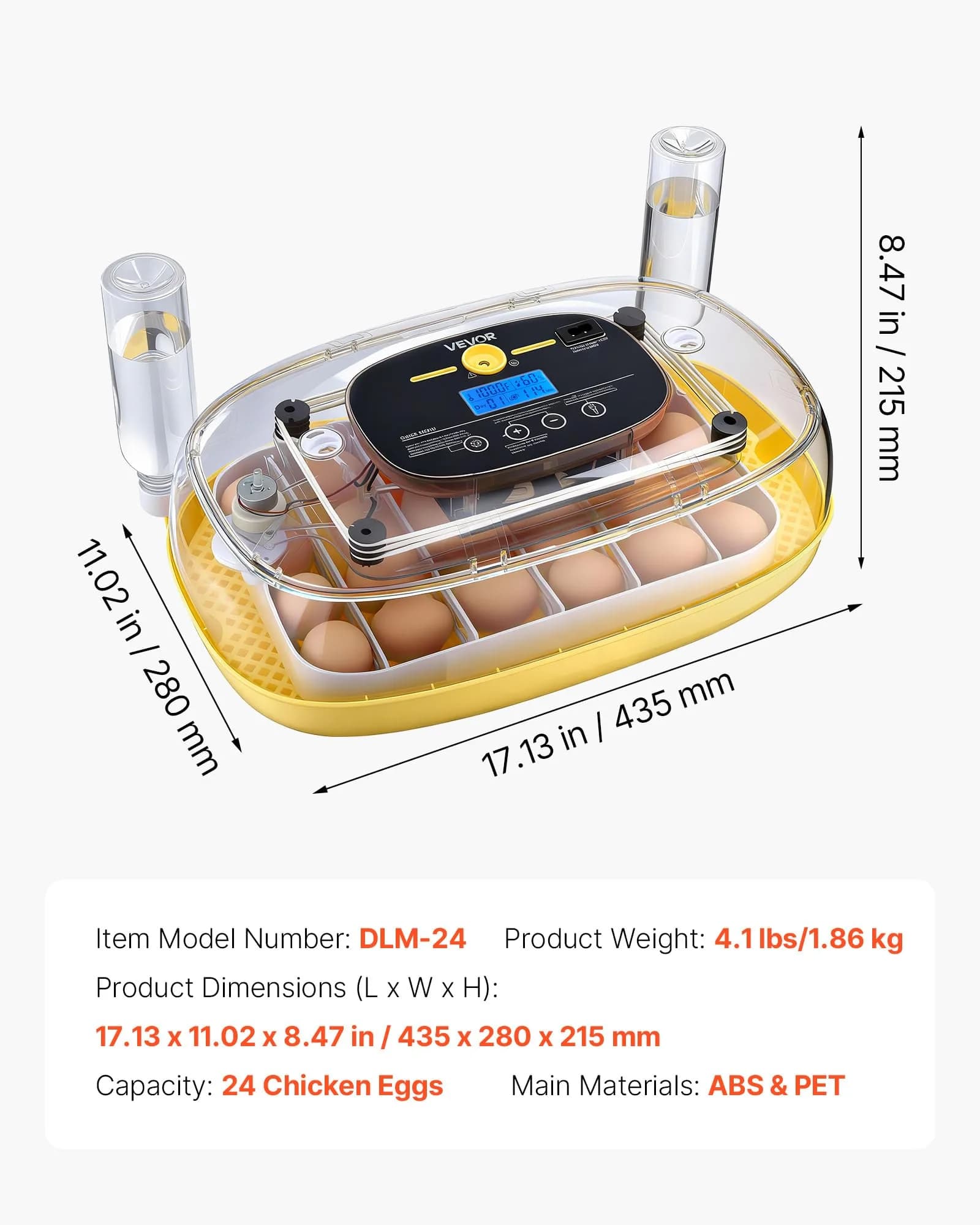 VEVOR 24 Egg Incubator with Auto Turner & Candler | 2.27 kg (5 lb) | 24-Egg Capacity - view 7