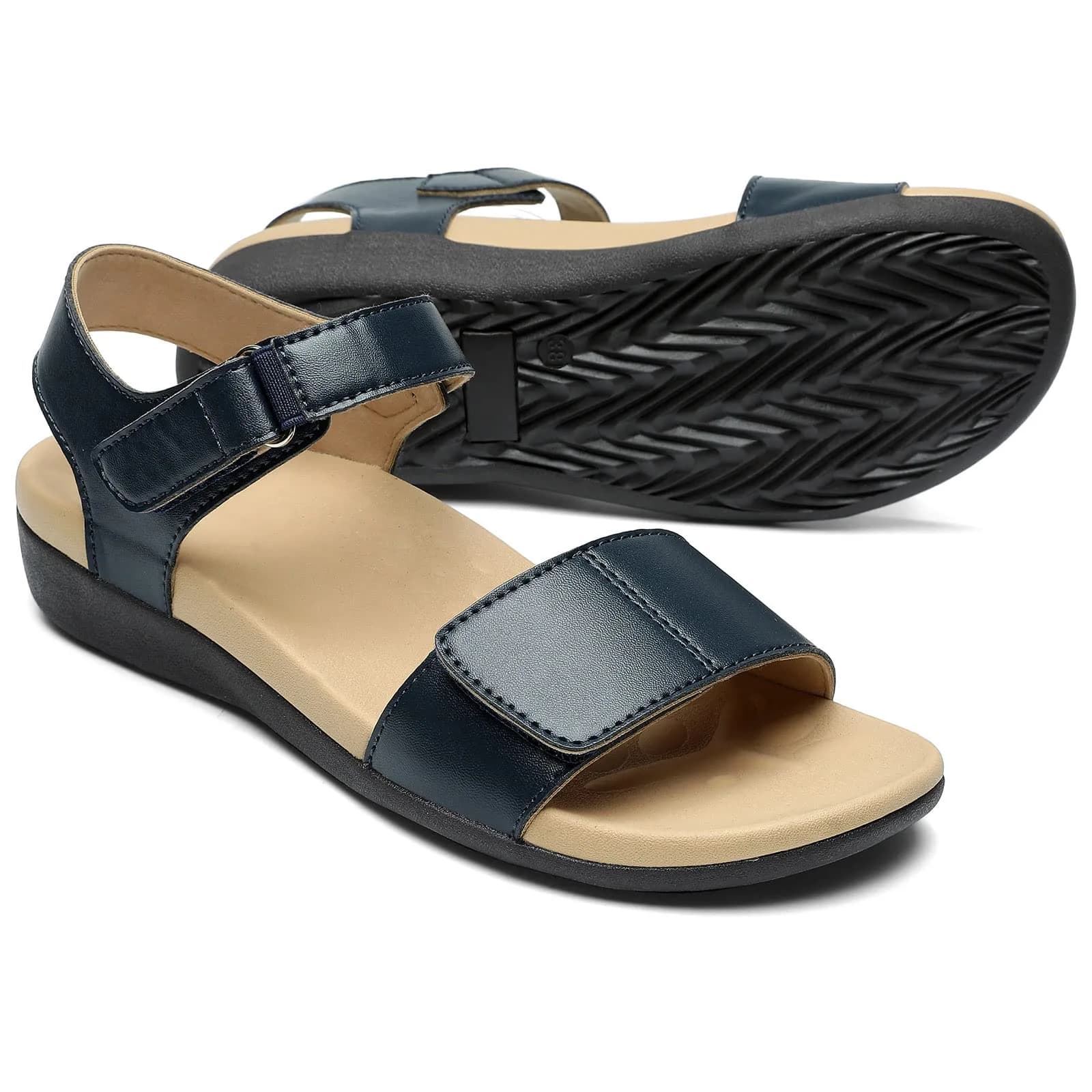 MEGNYA Arch Support Slides for Women Size 10 | Durable Summer Sandals with Adjustable Buckle — W2-blue