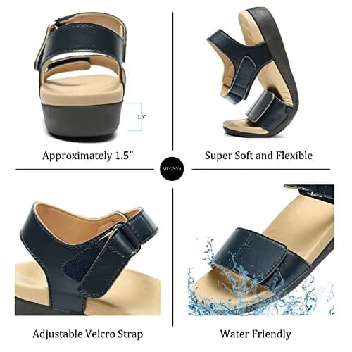 MEGNYA Arch Support Slides for Women Size 10 | Durable Summer Sandals with Adjustable Buckle thumbnail 4