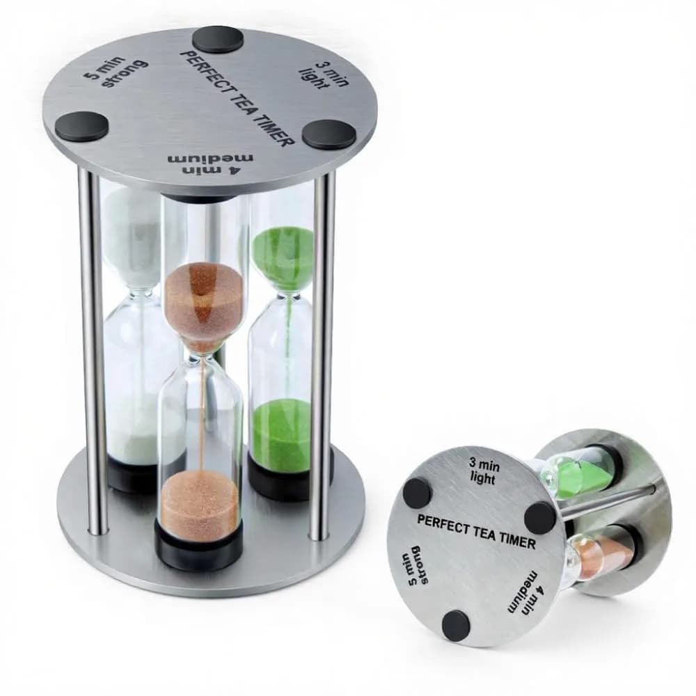 Lily's Home 3.5" Tall 3-in-1 Tea Timer with Brushed Stainless Steel Frame | Perfect for Precise Brewing