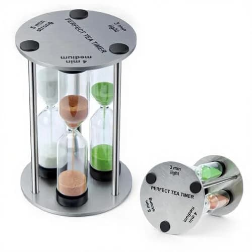 Lily's Home 3.5" Tall 3-in-1 Tea Timer with Brushed Stainless Steel Frame | Perfect for Precise Brewing thumbnail 1