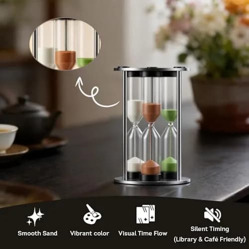 Lily's Home 3.5" Tall 3-in-1 Tea Timer with Brushed Stainless Steel Frame | Perfect for Precise Brewing thumbnail 6