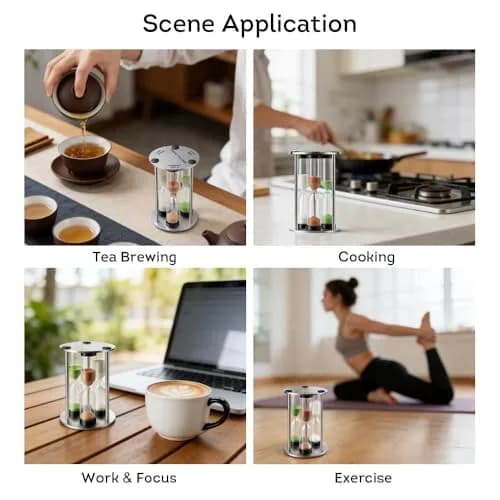 Lily's Home 3.5" Tall 3-in-1 Tea Timer with Brushed Stainless Steel Frame | Perfect for Precise Brewing thumbnail 7