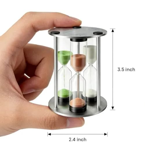 Lily's Home 3.5" Tall 3-in-1 Tea Timer with Brushed Stainless Steel Frame | Perfect for Precise Brewing thumbnail 2